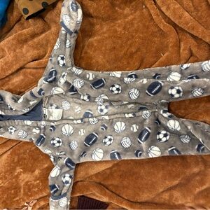 Cozy Gray Sports-Themed Kids One Piece